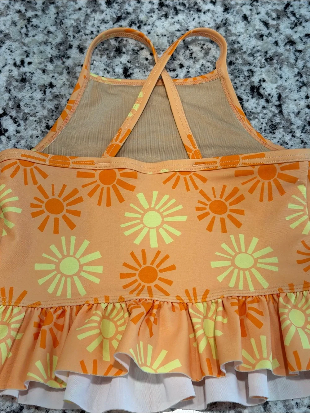 Old Navy Toddler Girl's Orange and Yellow Sunshine Ruffle Tankini Set, Size 2T